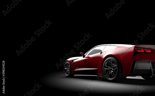 Red generic sport car on a dark background