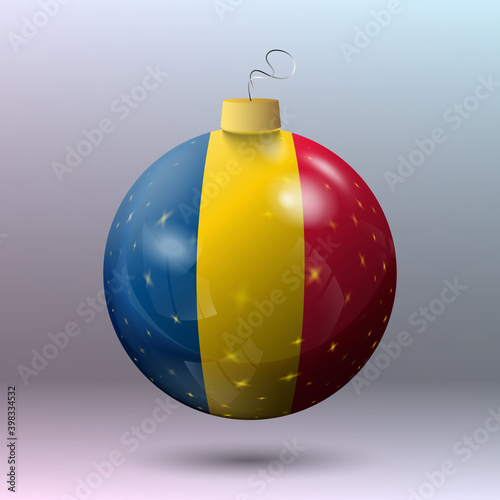 Vector - Merry Christmas ball with Romania flag