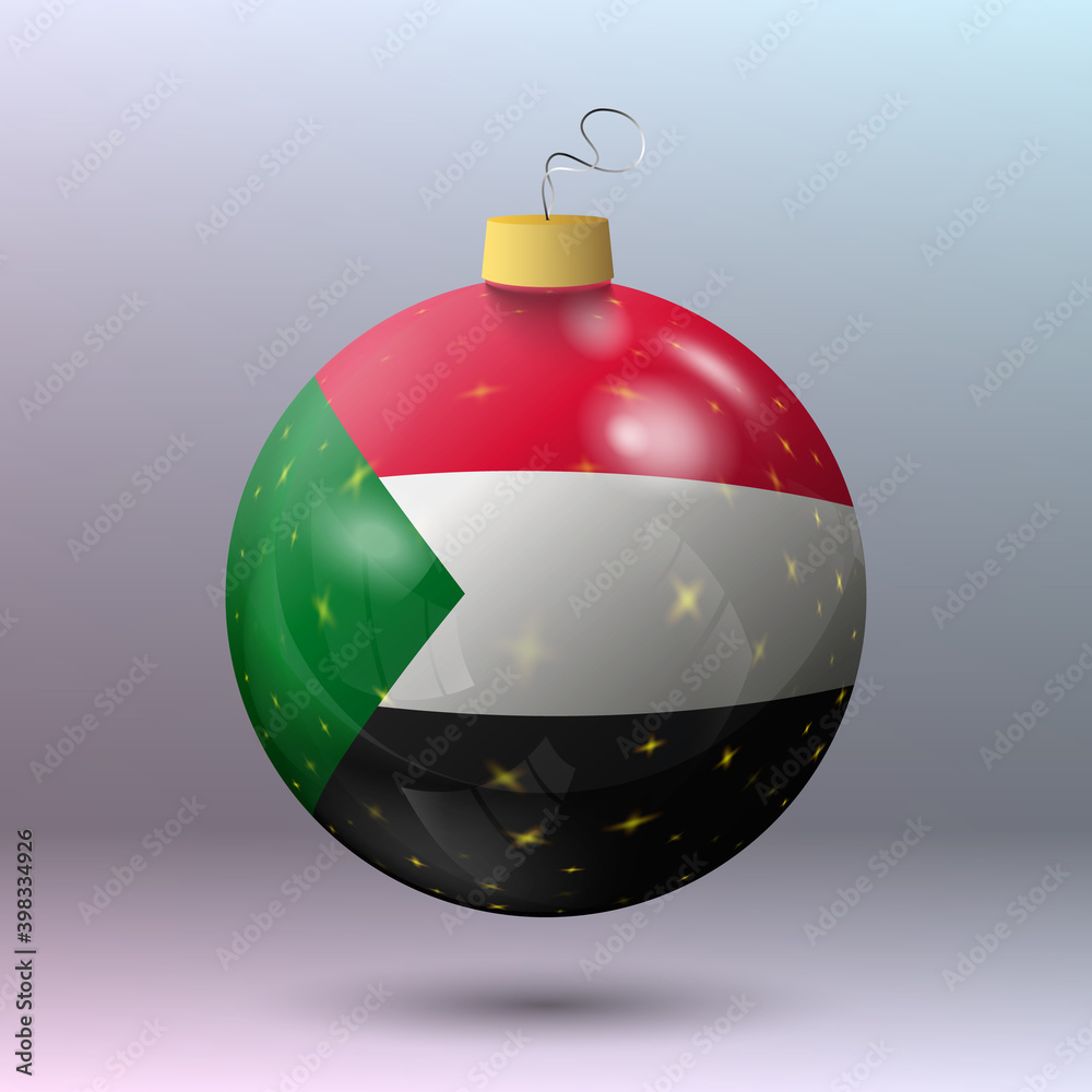 Vector - Merry Christmas ball with Sudan flag Vector - Merry Christmas ball with Sudan flag