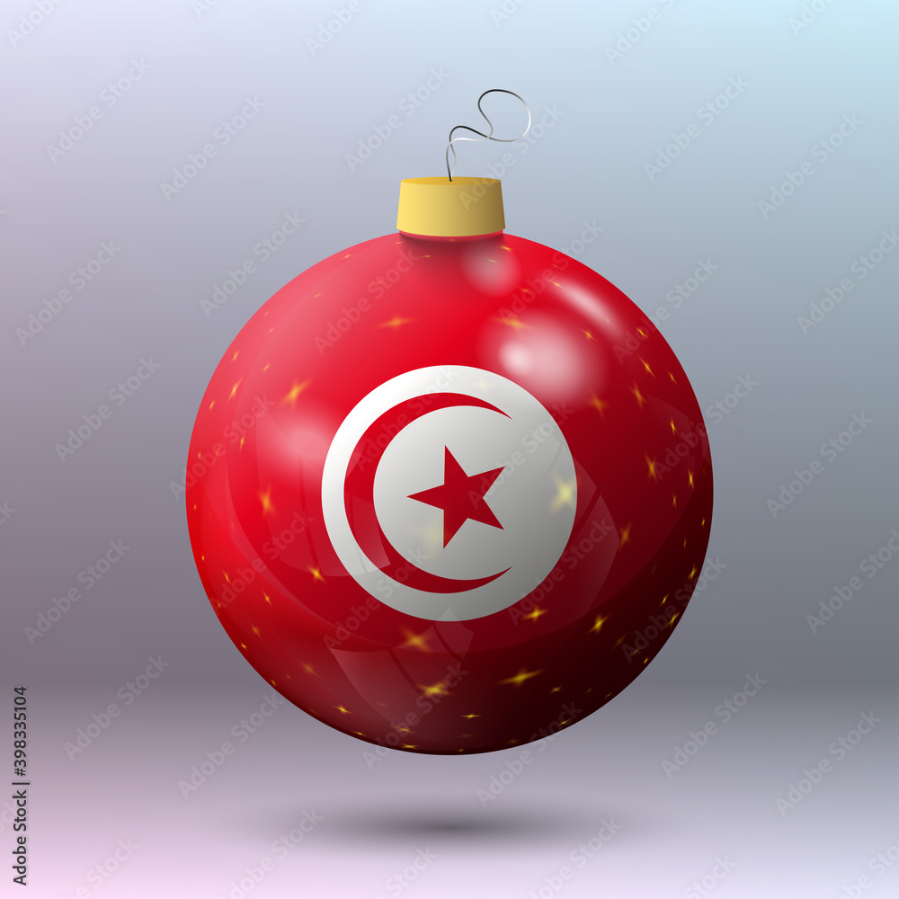 Vector - Merry Christmas ball with Tunisia flag Vector - Merry Christmas ball with Tunisia flag