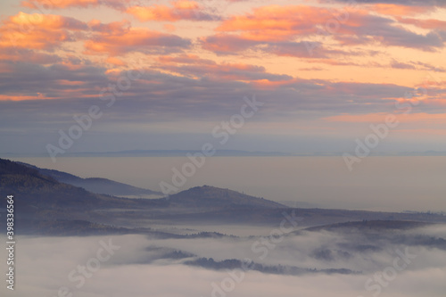 Beautiful sea of fog and a colorful sunrise © Markus Semmler