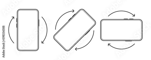 Rotate Smartphone icon on white background. Device rotation symbol. Line Vector illustration.