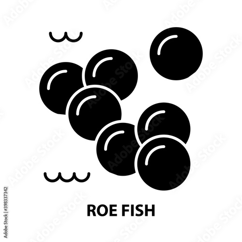 roe fish icon, black vector sign with editable strokes, concept illustration