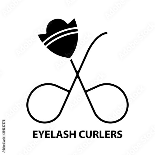 eyelash curlers icon, black vector sign with editable strokes, concept illustration
