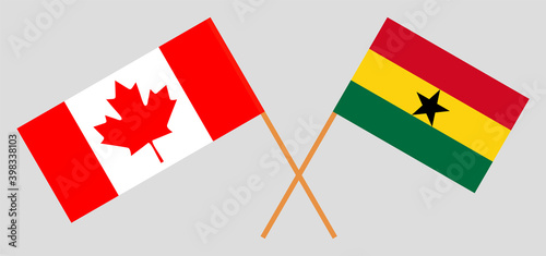 Crossed flags of Canada and Ghana. Official colors. Correct proportion