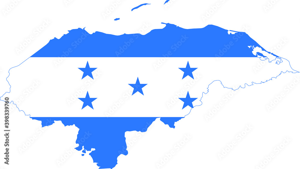 Fototapeta premium Flag of Honduras cropped inside it's map
