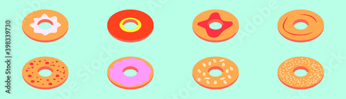 set of bagel cartoon icon design template with various models. vector illustration isolated on blue background