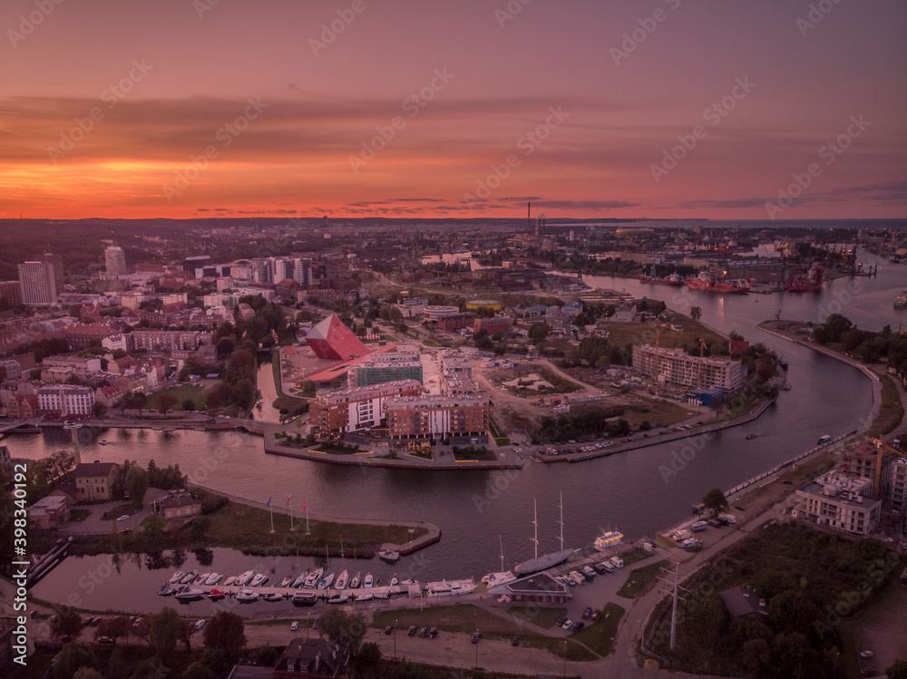 sunset over the gdansk