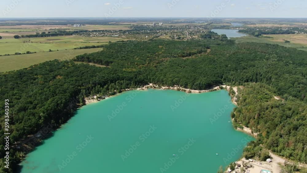 View of the valley with lake. Summer camping View of the valley with lake. Summer camping
