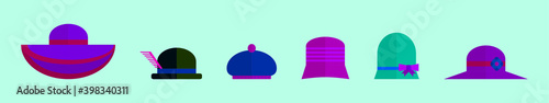 set of hat cartoon icon design template with various models. vector illustration isolated on blue background