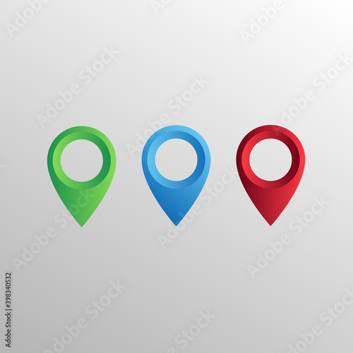 Blue map markers on white background. Ideal for marking a location on a map, app or website