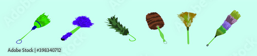 set of feather duster cartoon icon design template with various models. vector illustration isolated on blue background