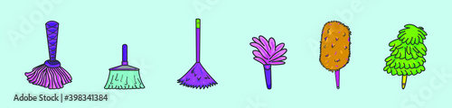 set of feather duster cartoon icon design template with various models. vector illustration isolated on blue background
