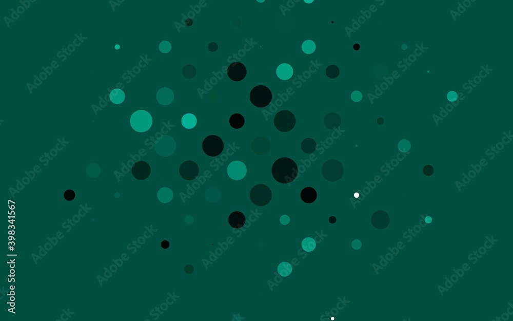 Light Green vector backdrop with dots. Blurred decorative design in abstract style with bubbles. Pattern of water, rain drops.