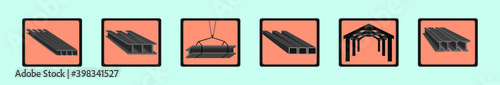 set of steel beam cartoon icon design template with various models. vector illustration isolated on blue background
