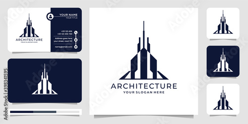 architecture logo template. real estate, building logo design symbols and business card. Premium Vector