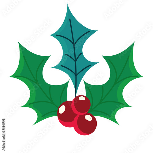 happy new year holly berry nature decoration icon