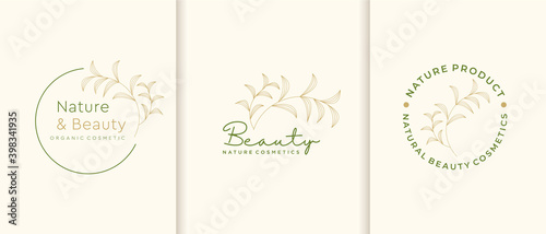 Nature cosmetics logo collection. beauty,skin care,luxury ,fashion, minimalist,leaf,essential,frame,vector illustration template. premium vector