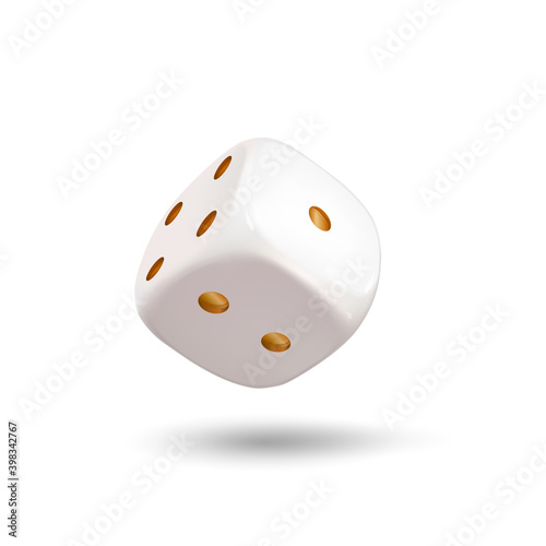 Dice on a white background. White dice. Casino background. Vector illustration.