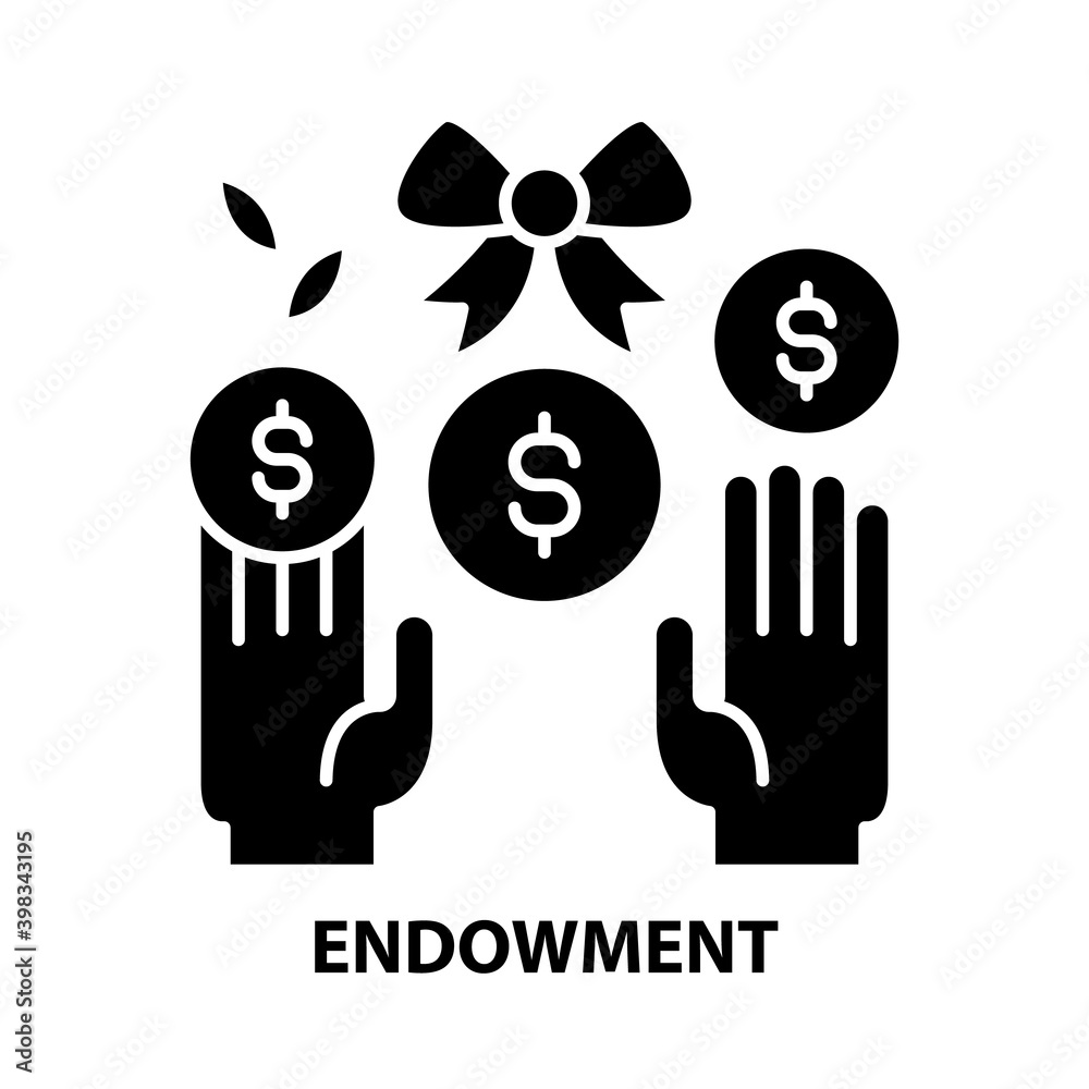 Fototapeta premium endowment icon, black vector sign with editable strokes, concept illustration