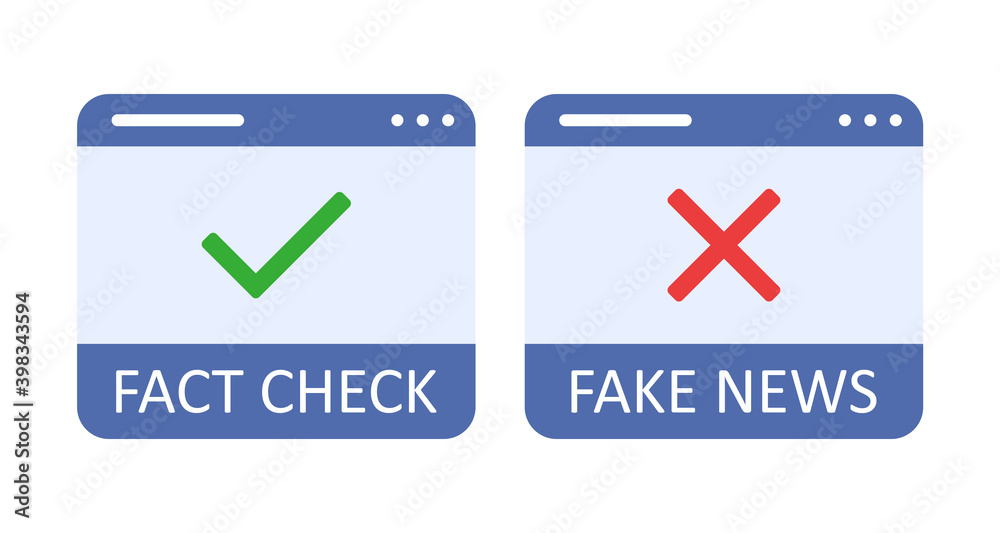 Fact check and fake news. Fact-checking, verify factual information, or invalid data. Vector stock illustration on white background Fact check and fake news. Fact-checking, verify factual information, or invalid data. Vector stock illustration on white background