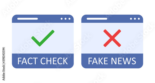 Fact check and fake news. Fact-checking, verify factual information, or invalid data. Vector stock illustration on white background