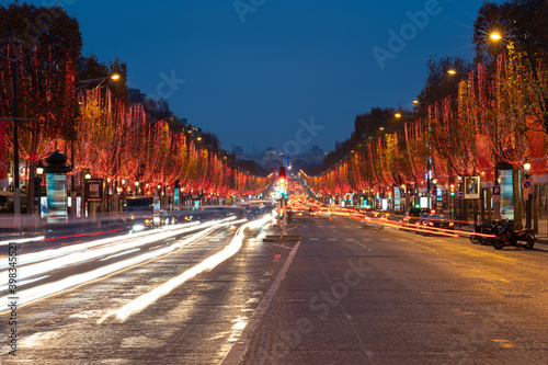 Paris,France - 12 09 2020: View of the Avenue des Champs Elysées with Christmas lights © Franck Legros