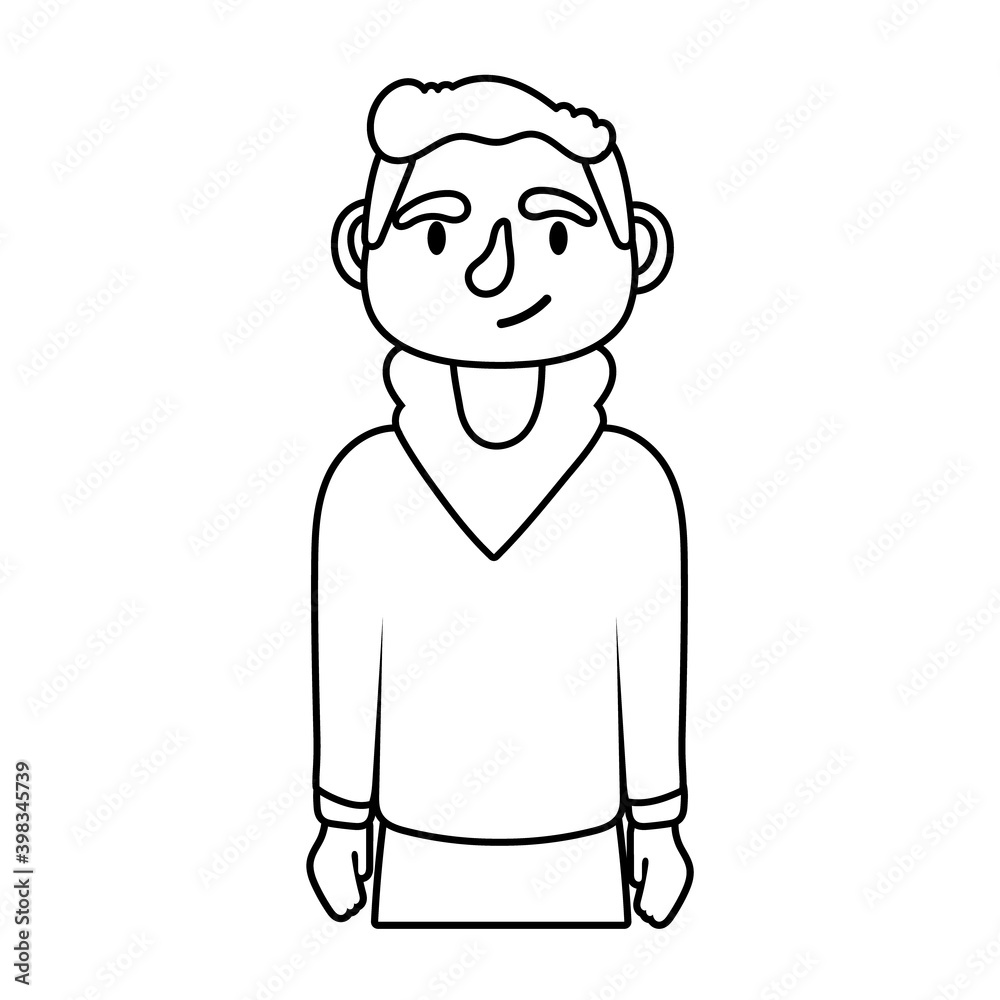 young man avatar character line style icon