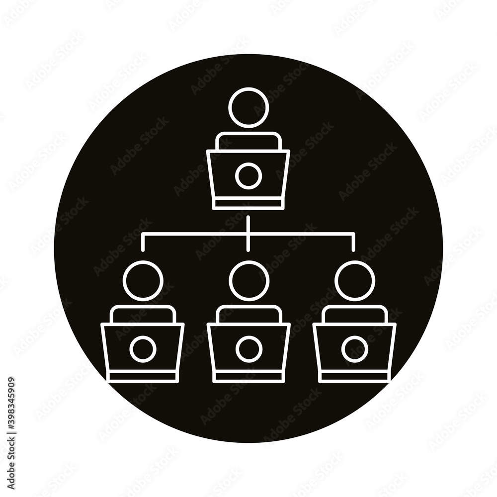 four workers network coworking line style icon four workers network coworking line style icon