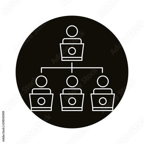 four workers network coworking line style icon
