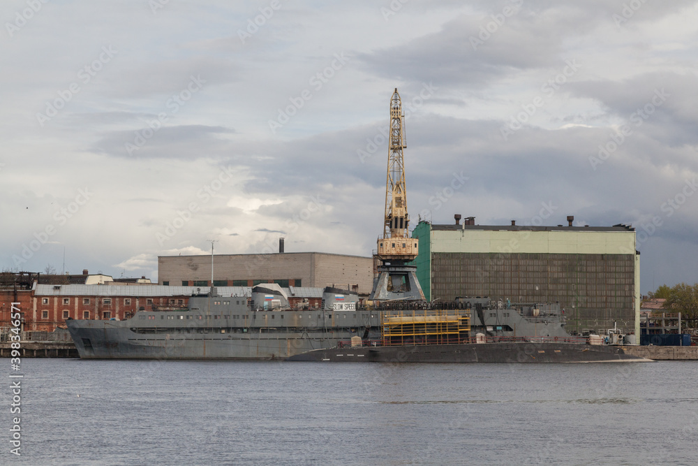 Russian industrial port cityscape