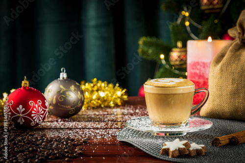 Christmas celebration design with coffee