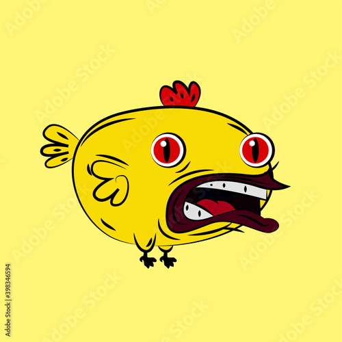 chicken laughing out loud, streetwear or t-shirt design