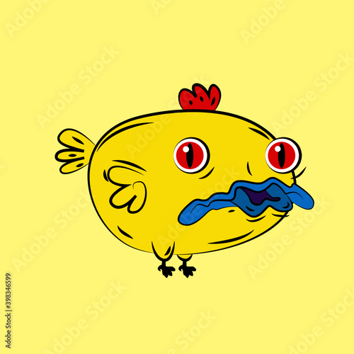 chicken laughing out loud, streetwear or t-shirt design