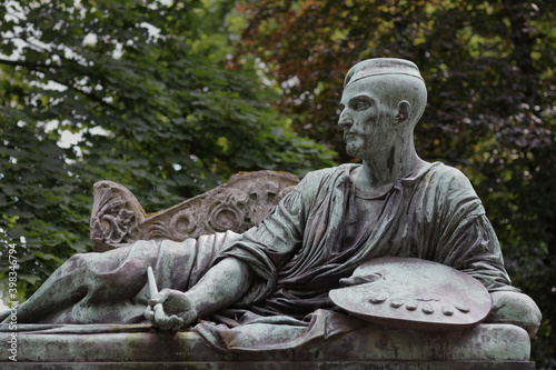 Monument at Jean-Louis André Théodore Géricault's tomb, by sculptor Antoine Étex in cemetery Pere-Lachaise  photo