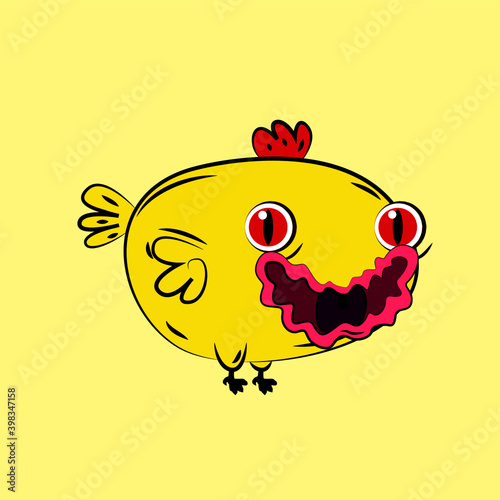 chicken laughing out loud, streetwear or t-shirt design