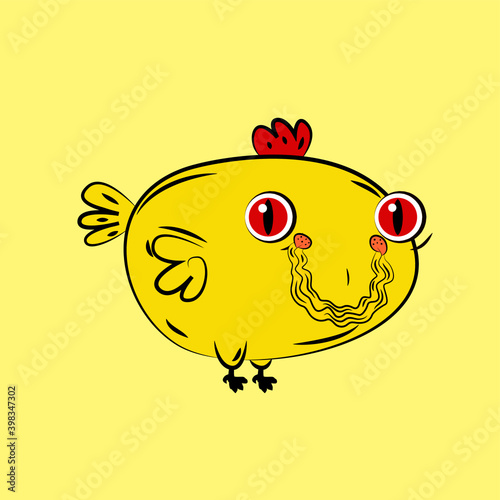 chicken laughing out loud, streetwear or t-shirt design
