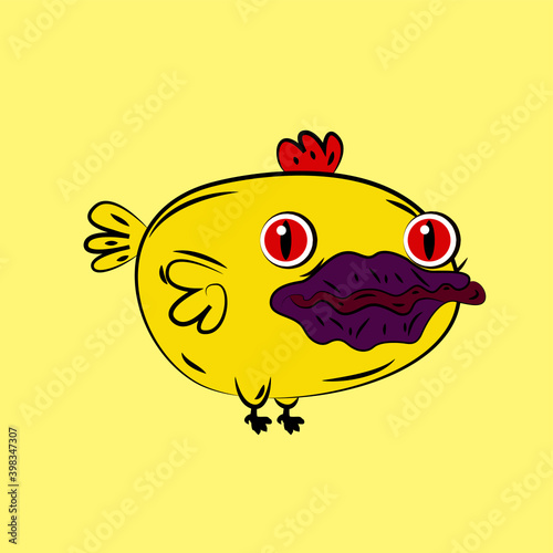 chicken laughing out loud, streetwear or t-shirt design
