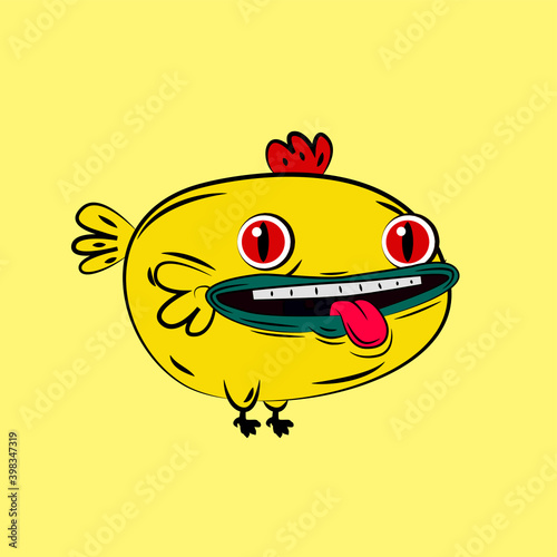 chicken laughing out loud, streetwear or t-shirt design