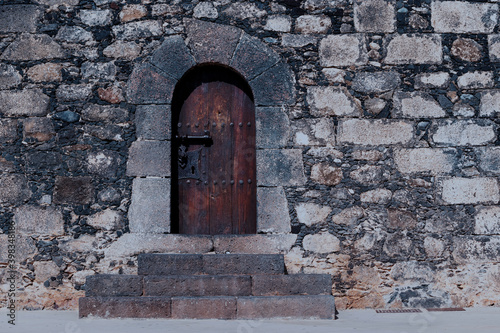 Image of external door of an old castle on the island of Lanzarote. Canary Islands.