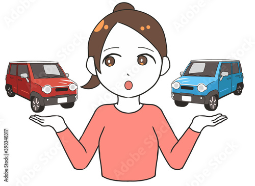 軽自動車を比較する　左視線　女性