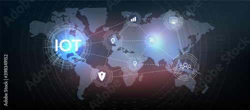 Internet of things (IoT) and networking concept for connected devices. Digital Network Connections, The concept of connecting devices using IOT technology. ICT (Information Communication Technology)