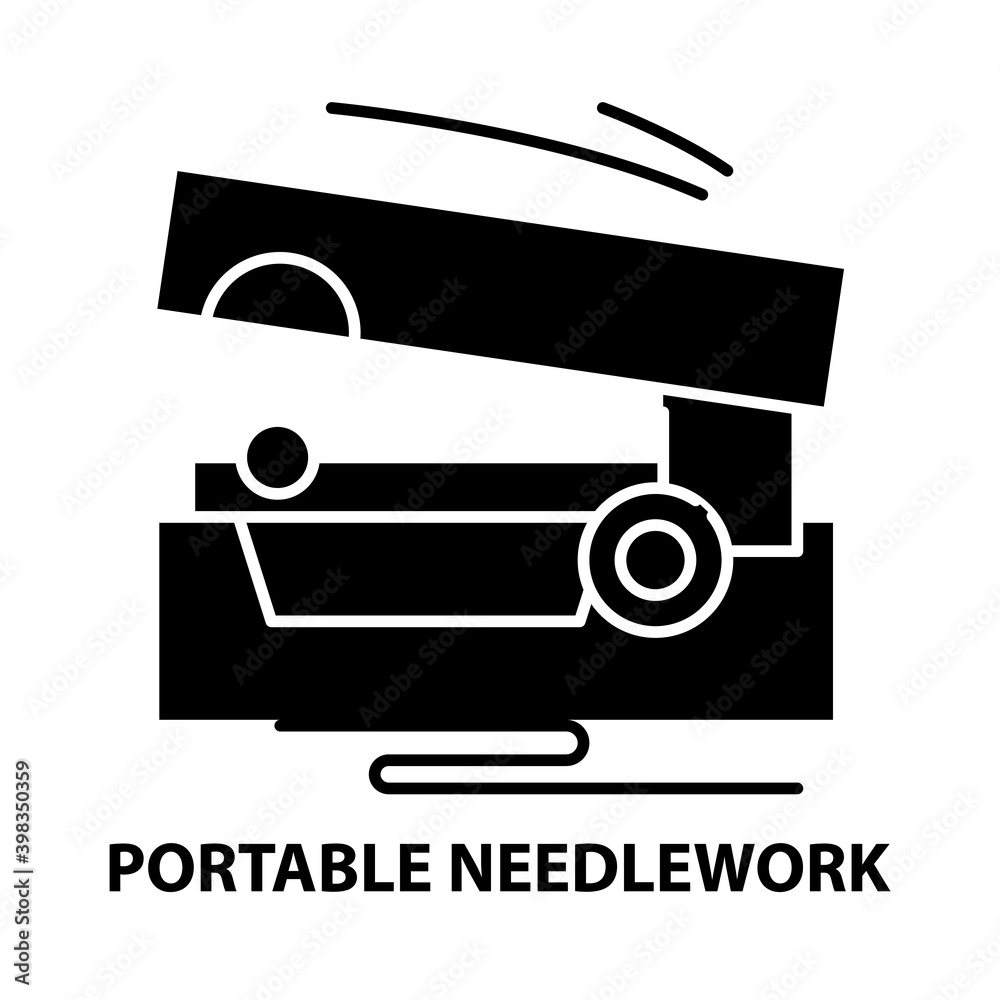 portable needlework icon, black vector sign with editable strokes, concept illustration portable needlework icon, black vector sign with editable strokes, concept illustration