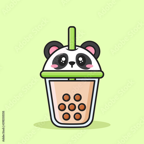 bubble tea cup with cute animal face lid