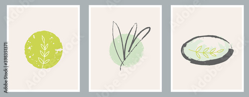 Boho terracotta Plant Cover Highlight Icon. Abstract leaf branch logo for social media, hand drawn icon. Flower line art logo element. Vector illustration 
