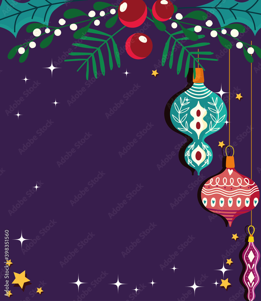 happy new year balls with holly leaves christmas celebration card template happy new year balls with holly leaves christmas celebration card template