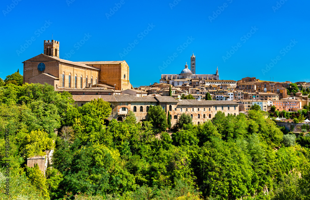 The Basilica of San Domenico and the Cathedral of Siena. UNESCO world heritage in Tuscany, Italy