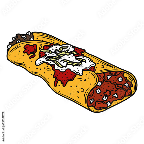 mexican food enchilada traditional vintage engraved color