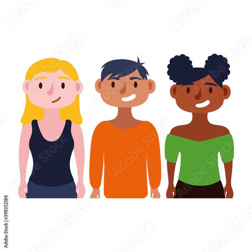 young interracial people avatars characters