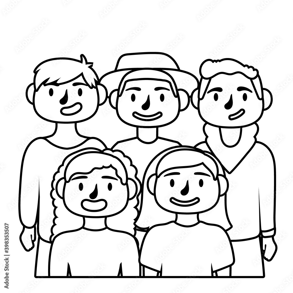 young people avatars characters line style icon young people avatars characters line style icon